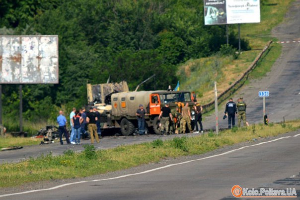 Ammunition Hauler of 'National Guard' of Ukraine Exploded around Kiev