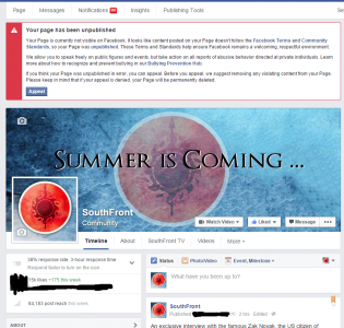 Facebook Censorship: SouthFront Page Was Blocked (Update July 21)