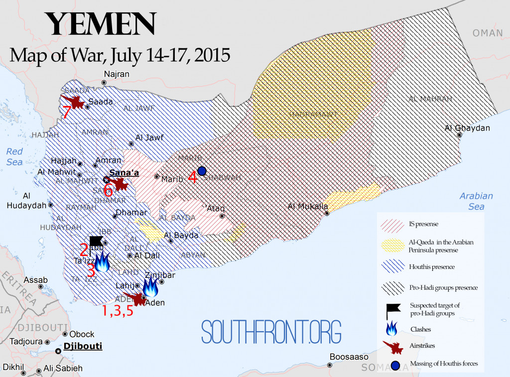 Yemen Map of War, July 14-17, 2015