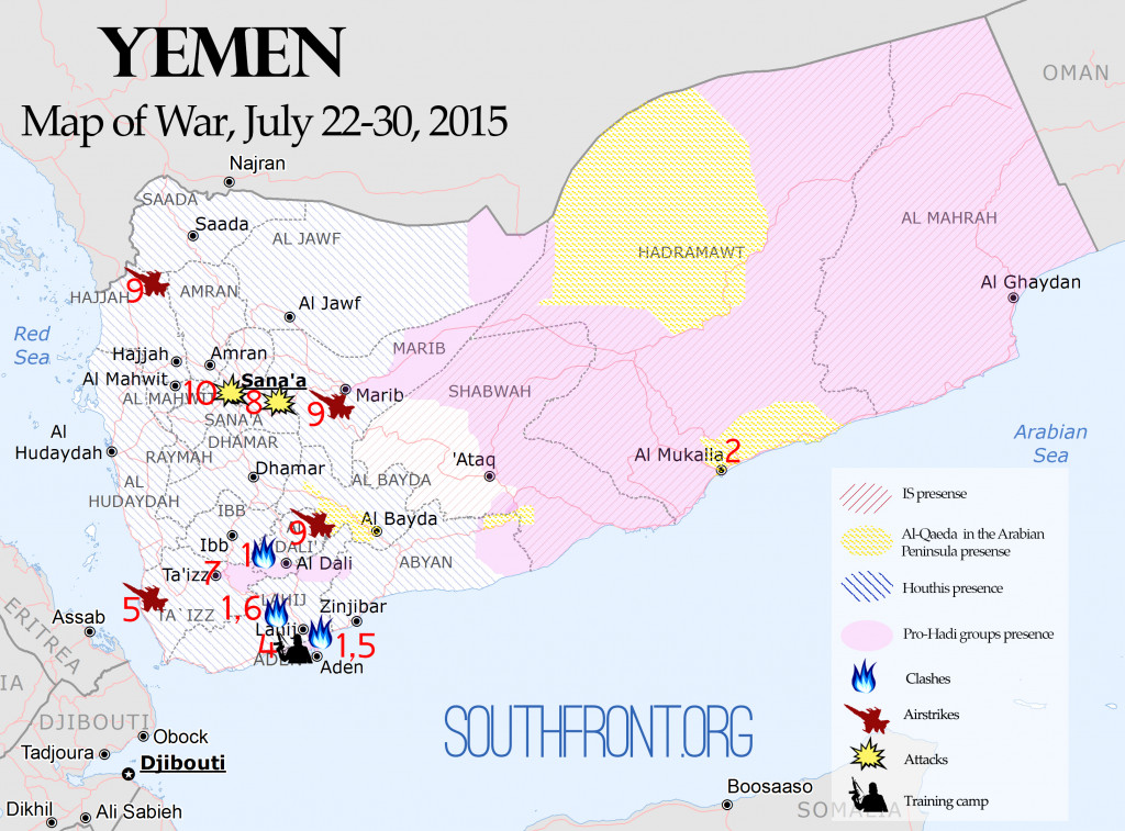 Yemen Map of War, July 22-30, 2015