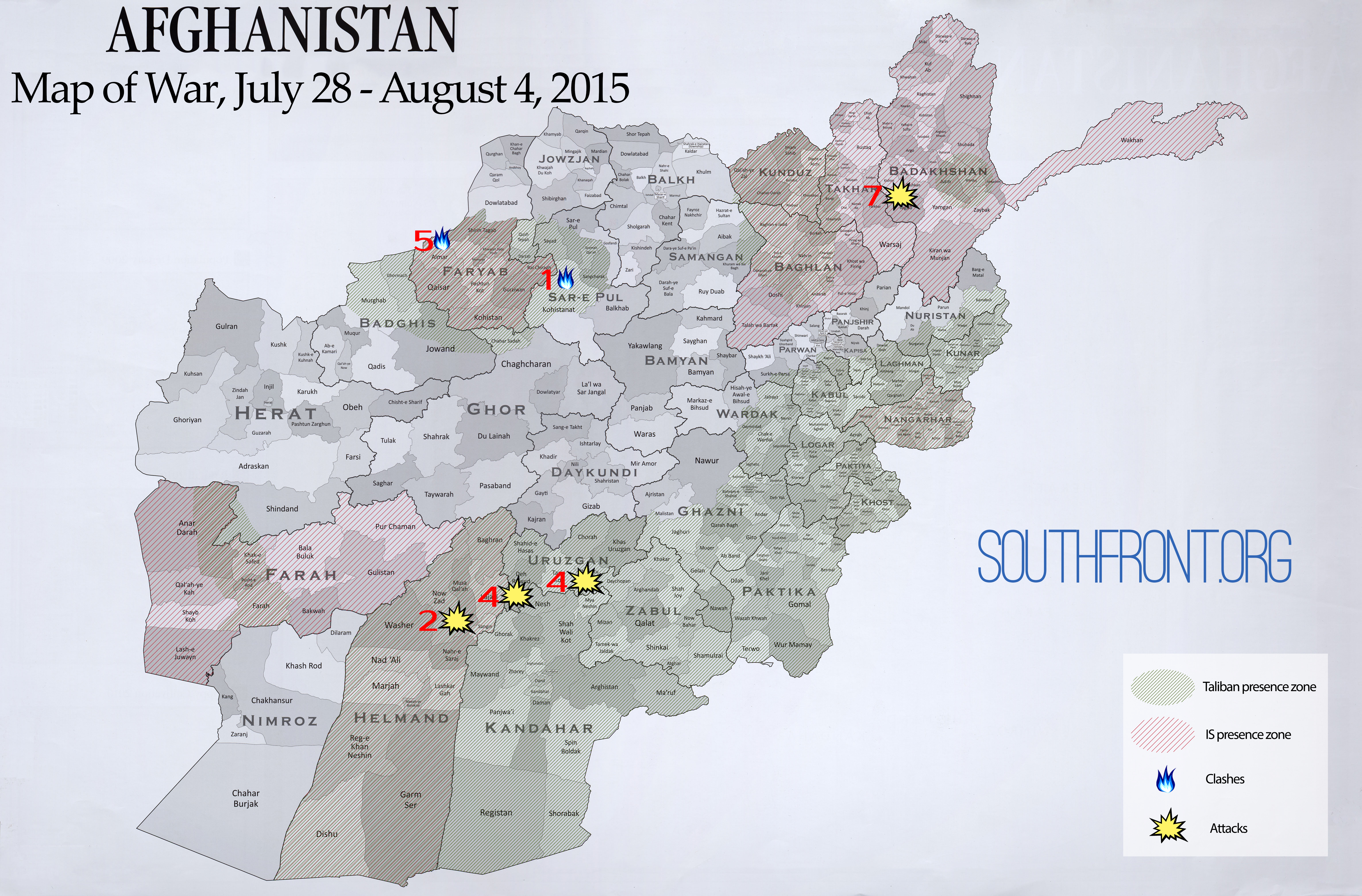Afghanistan Map of War, July 28 - August 4, 2015