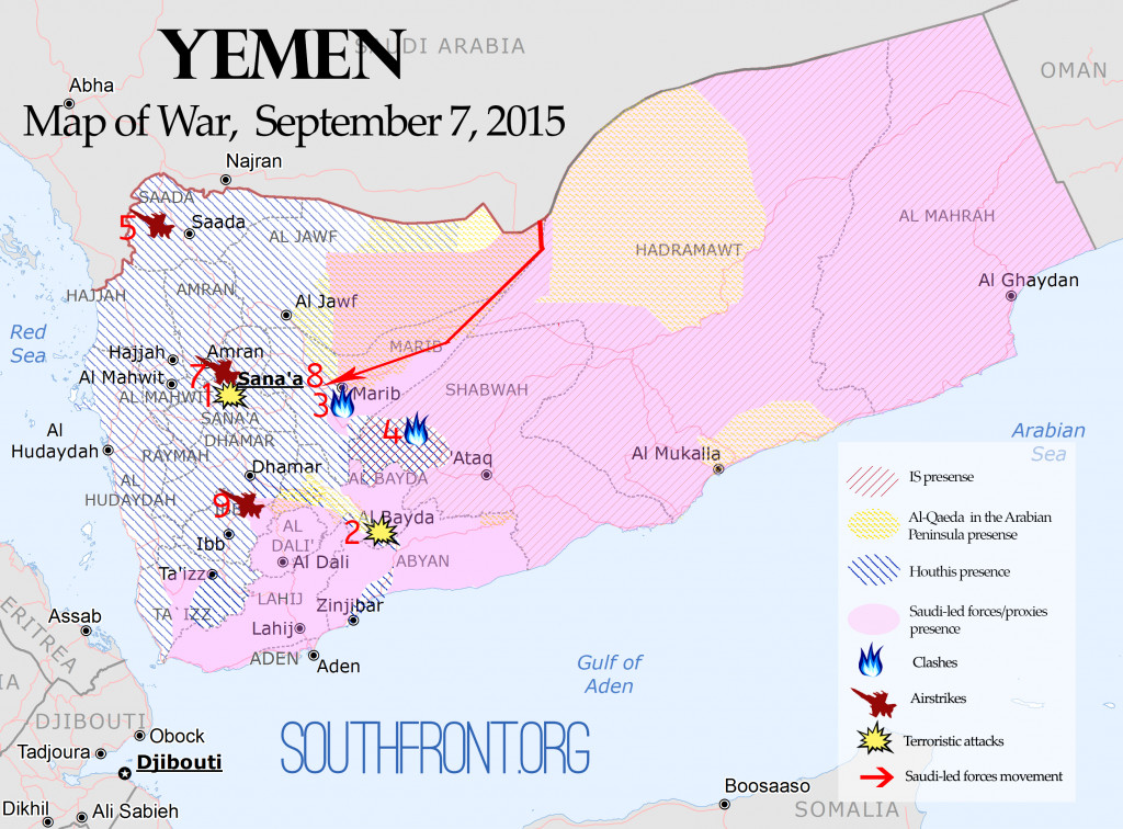 Yemen Map of War - Sep. 7, 2015: The War Escalates