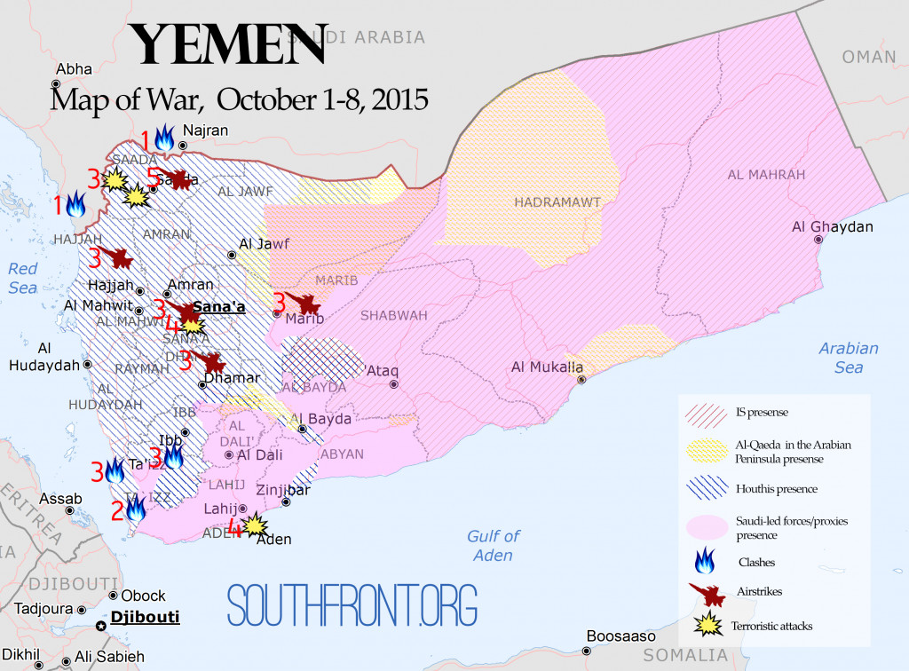 Yemen Map of War - Oct. 1-8, 2015