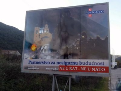 Billboard on highway Budva-Tivat: Dark future waiting for us