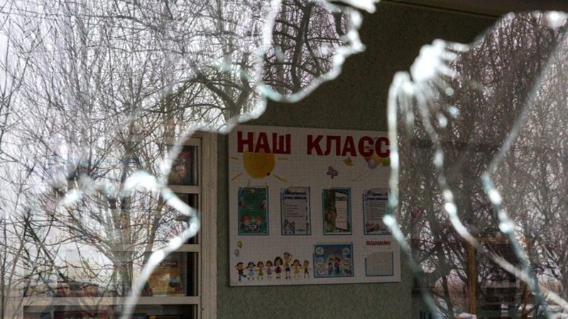 Ukraine's Forces Shelled a School at the town of Gorlovka in Donbass