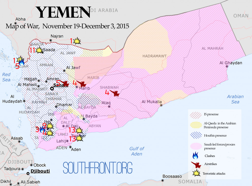 Yemen Map of War - Dec. 3, 2015