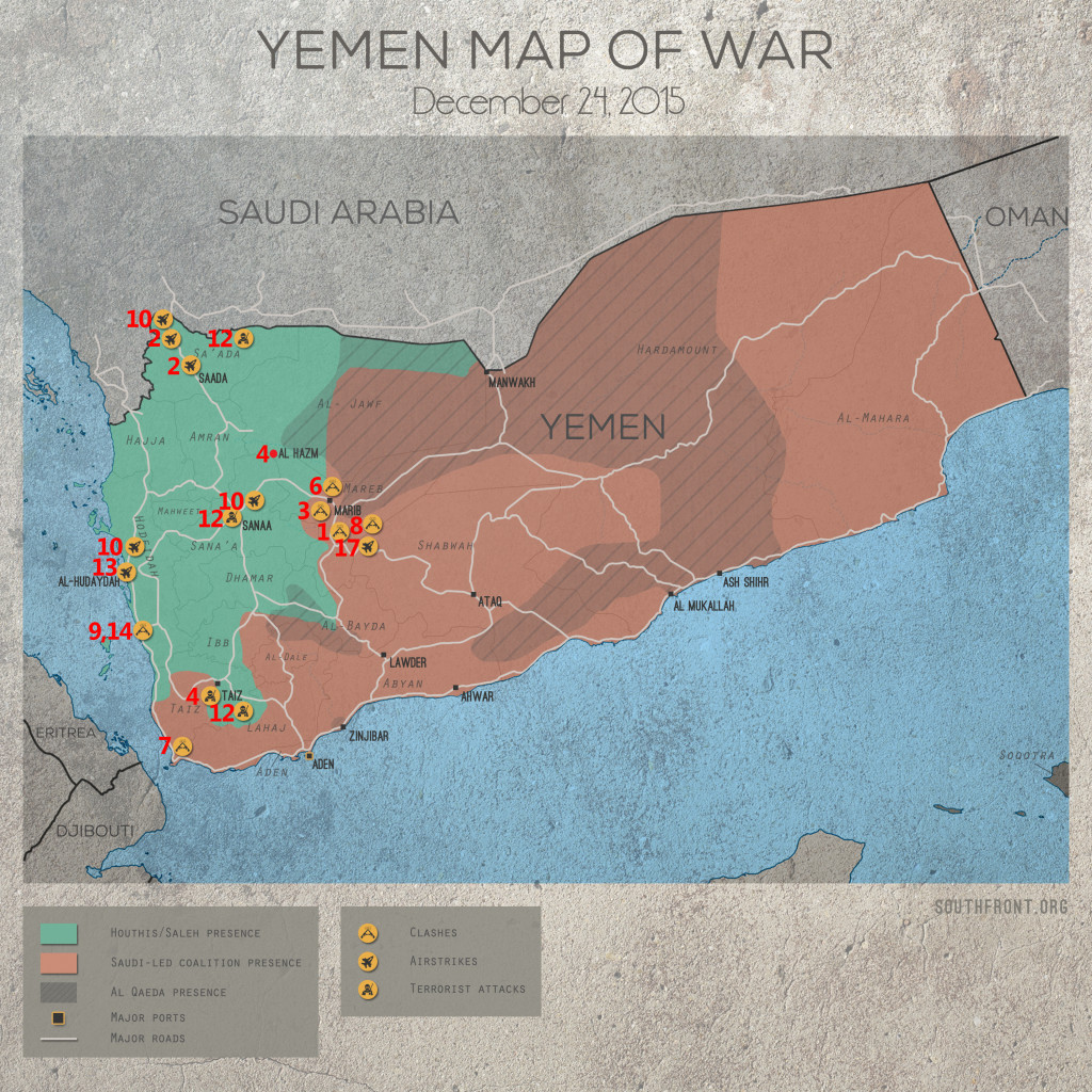 Yemen Map of War - Dec. 24, 2015