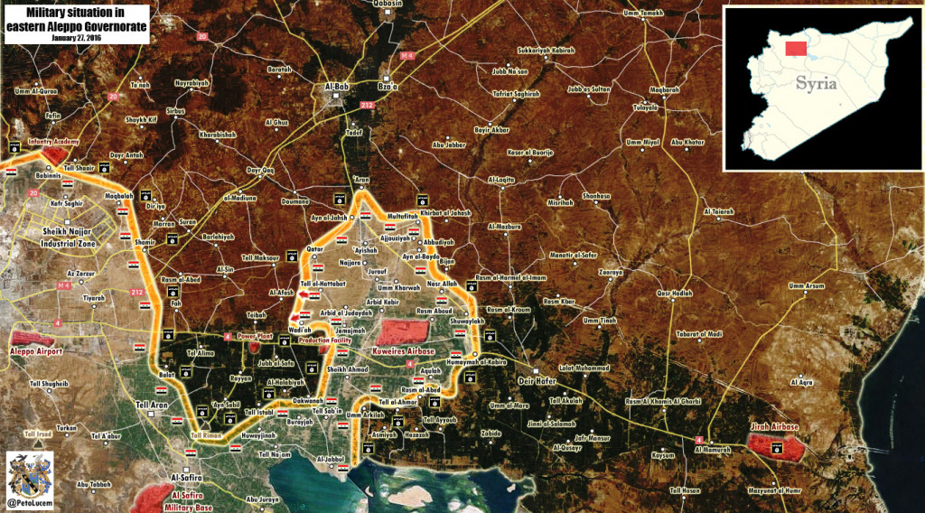 Map: Military situation in Eastern Aleppo, Syria