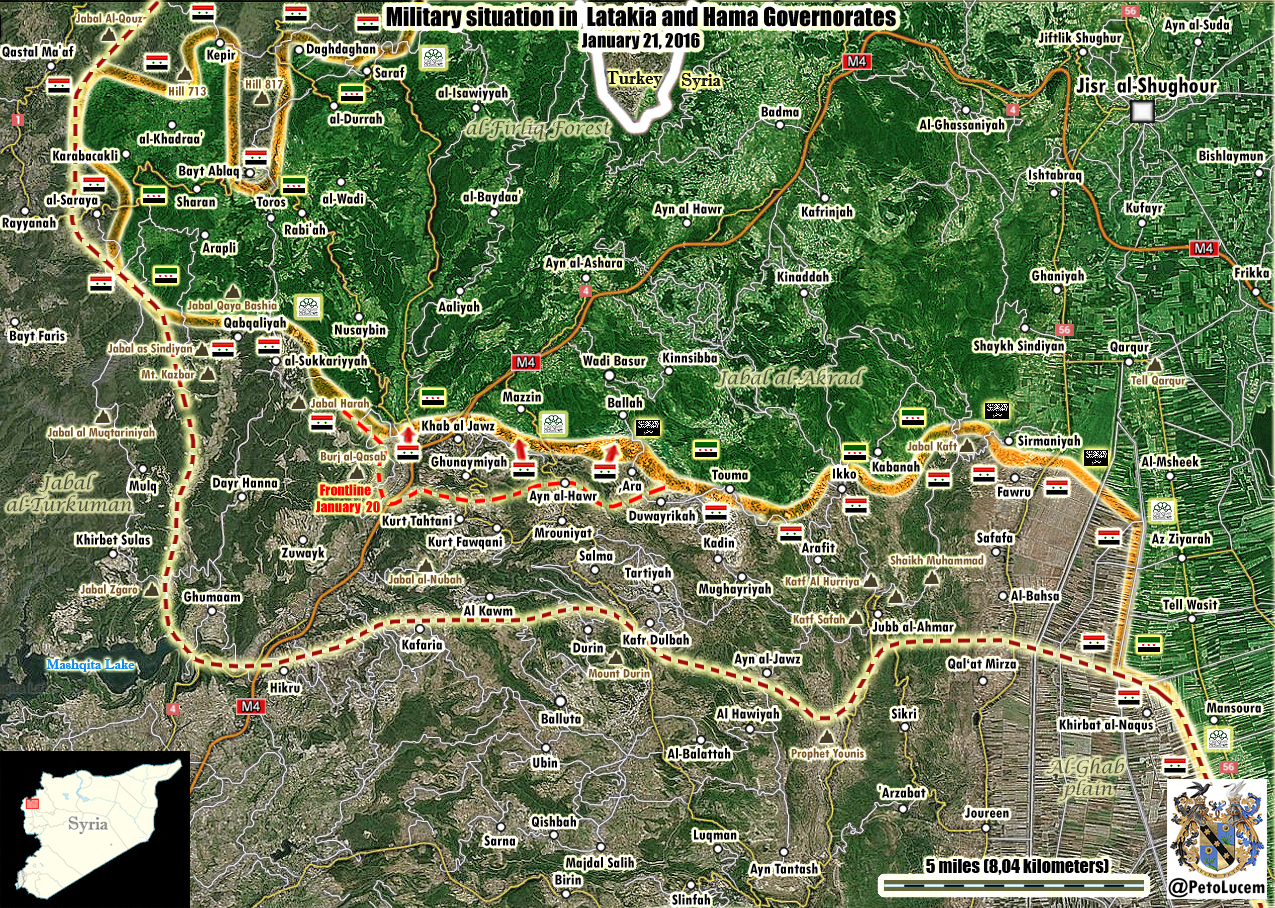 Map: Military situation in Latakia and Hama, Syria