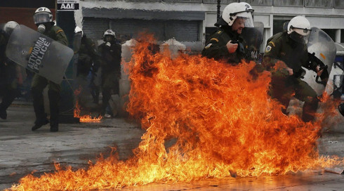 Greece being paralyzed by the largest protest since 2011