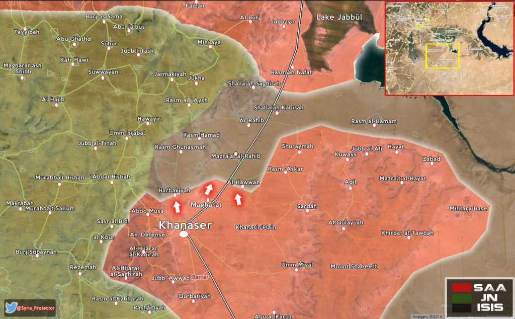 Map: Military Situation at the Aleppo - Khanasser road on Feb.25