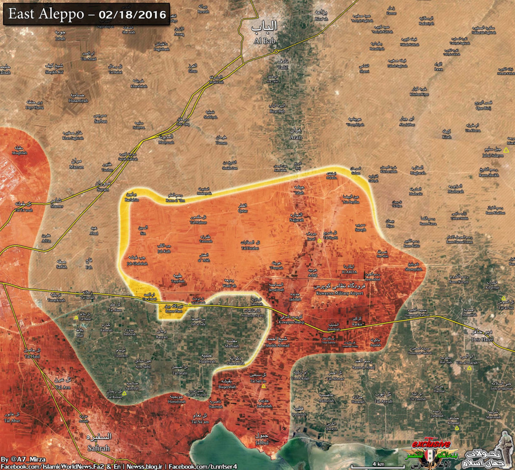 Map: Military Situation in Eastern Aleppo on Feb. 18