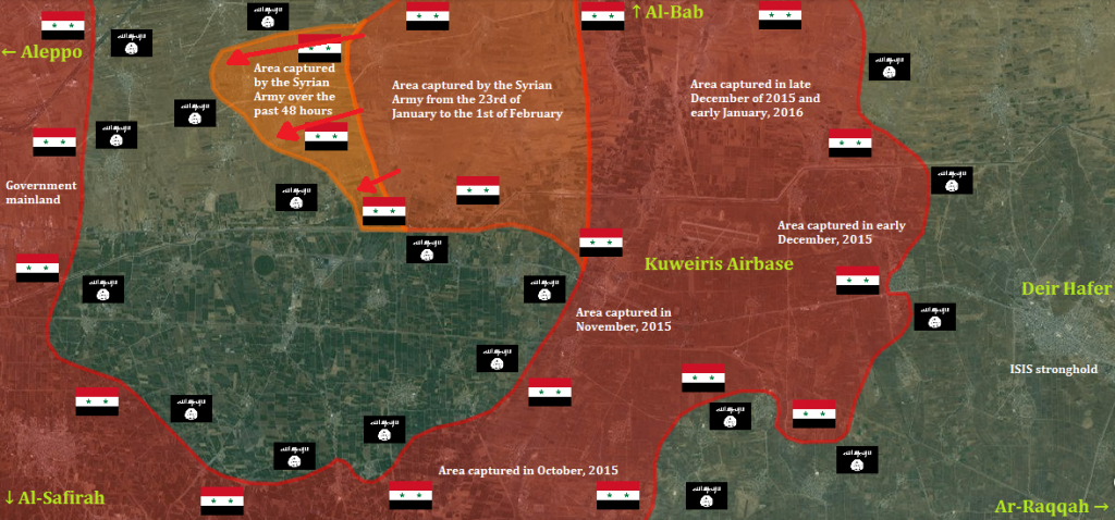 Pocket in eastern Aleppo surrounded by the Syrian Army