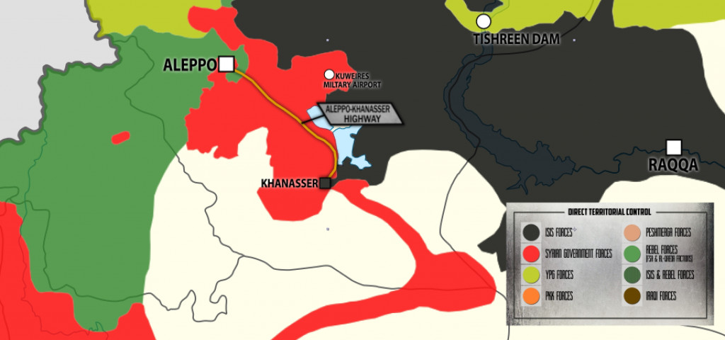 Map: ISIS Takes Control of Khanasser. Only Government Supply Route to Aleppo Remains Closed