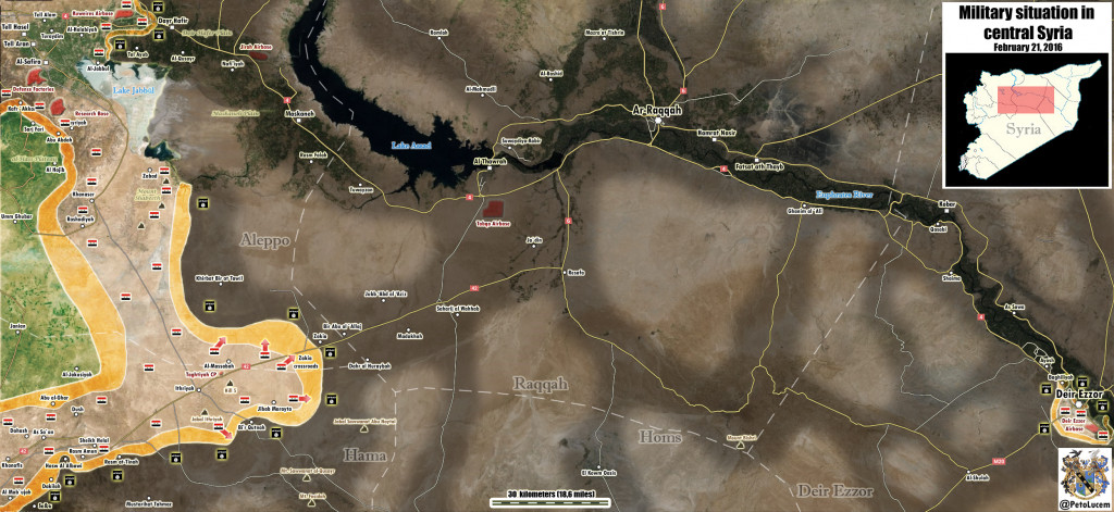 Situation in Central Syria on the 22nd of February, Raqqa Map