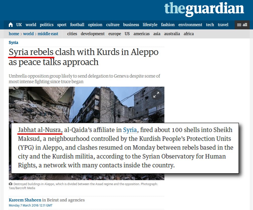 TheGuardian Calls Al Nusra Militants "Rebels", Mix Them with "Opposition"