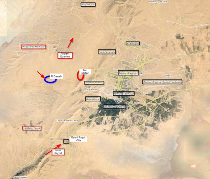 Map: Clashes for Palmyra. Syria's Forces Take Tal-Mattar