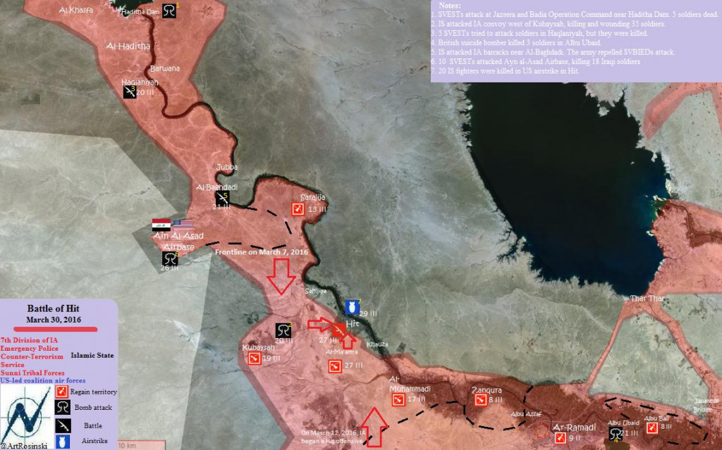 Map: Iraq's Forces Advance on Hit in Anbar Governatore, Mar. 30