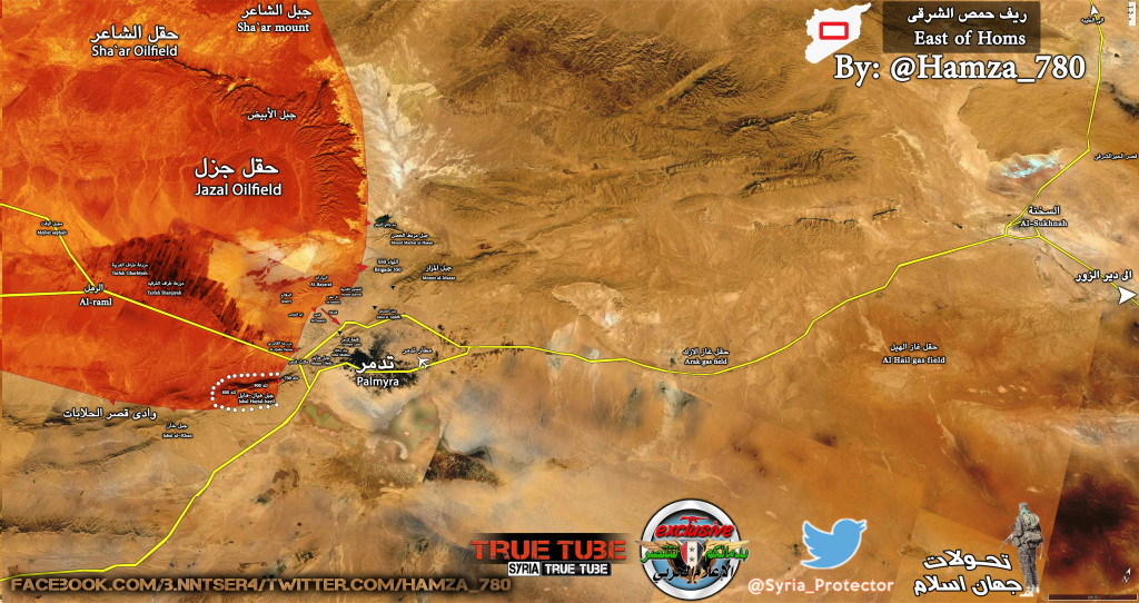 Map: Syria's Army Advances on Palmyra, Captures Hill 900 in Al-Hayyal mountains