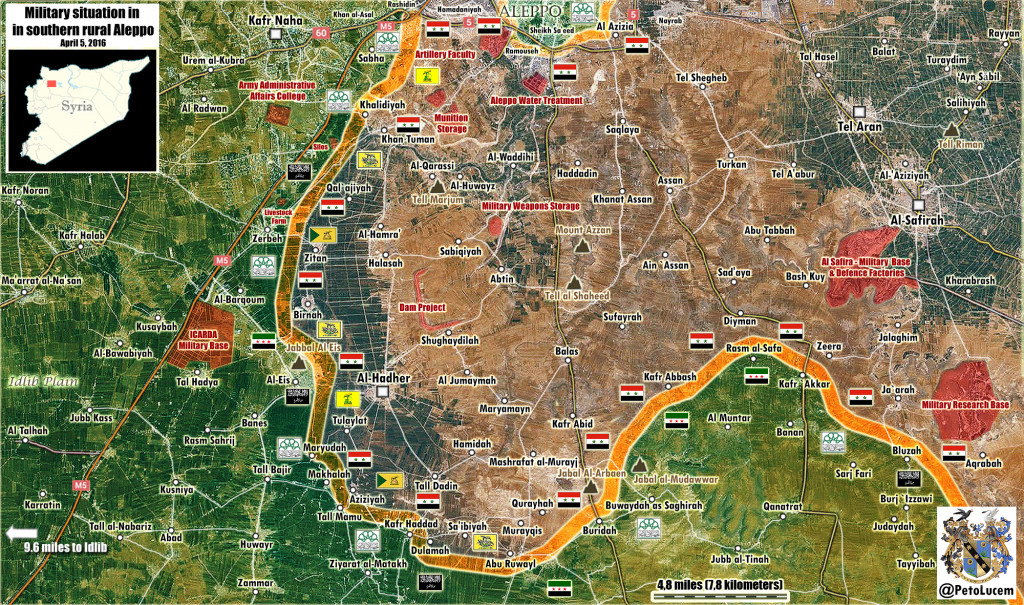 Map: Military Situation in Southern Aleppo on April 5