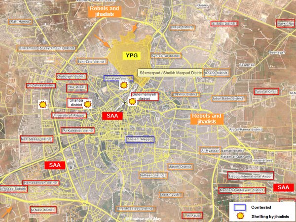 Map: Clashes in Sheikh Maqsoud District of Aleppo City