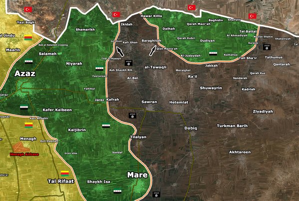 Map: ISIS Advances in Northern Syria, Ecncirles FSA & Allies