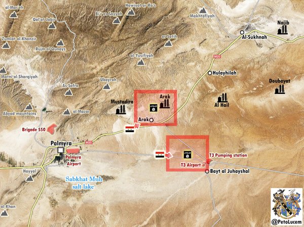 Map: Syria's Army Advances on T3 Airport, Arak Village in Homs Province