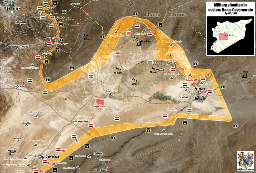 Map: Military Situation in Eastern Homs after Liberation of al-Qaryatayn