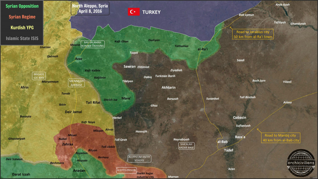 Map: Military Situation in North Aleppo on April 8