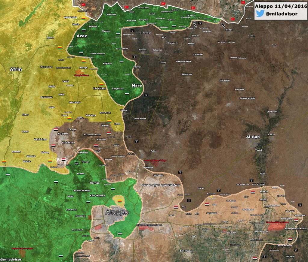 Maps Syria: Military Situation in Northern Aleppo on April 11