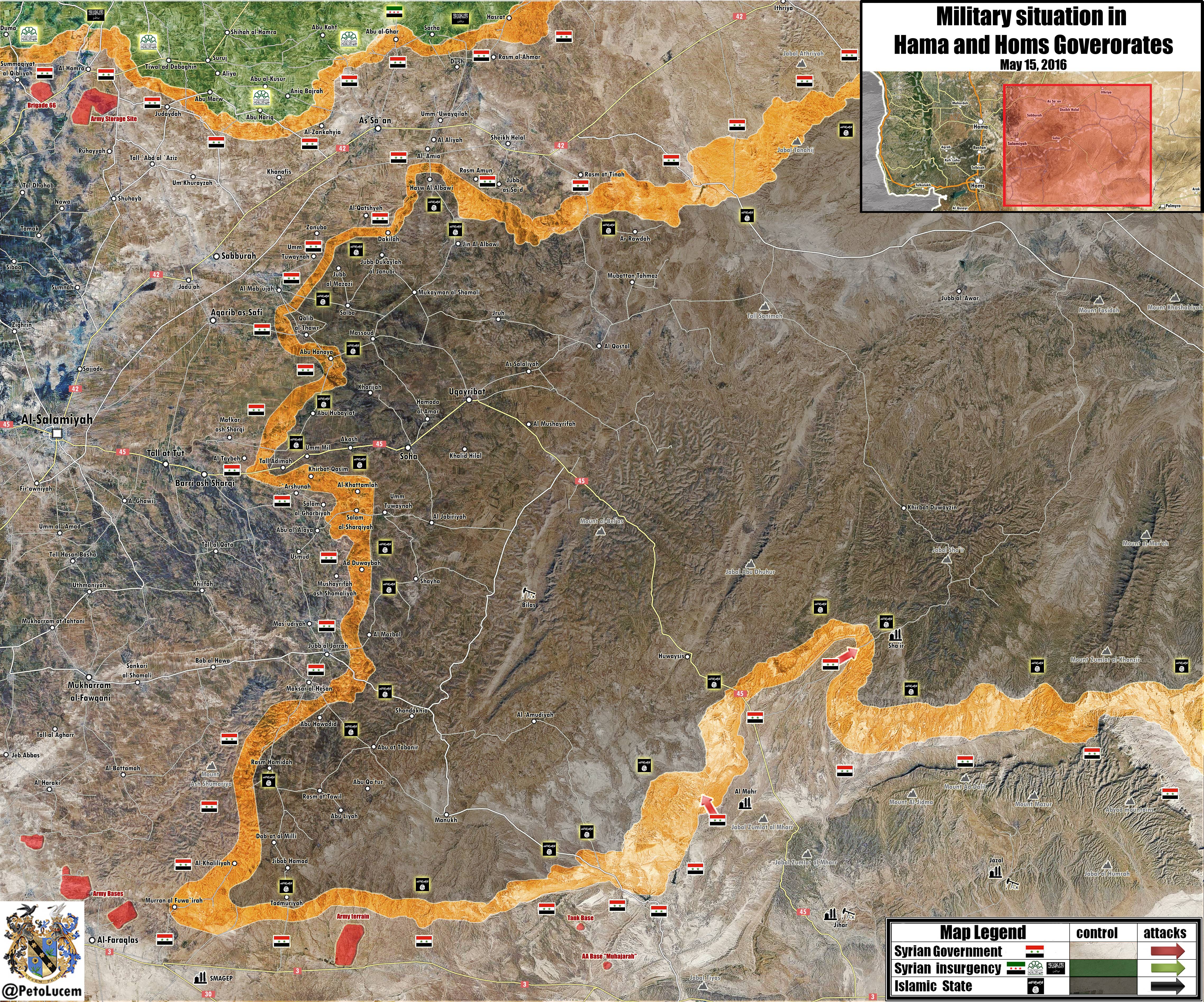 Syria: Military Situation in Hama and Homs Provinces on May 15