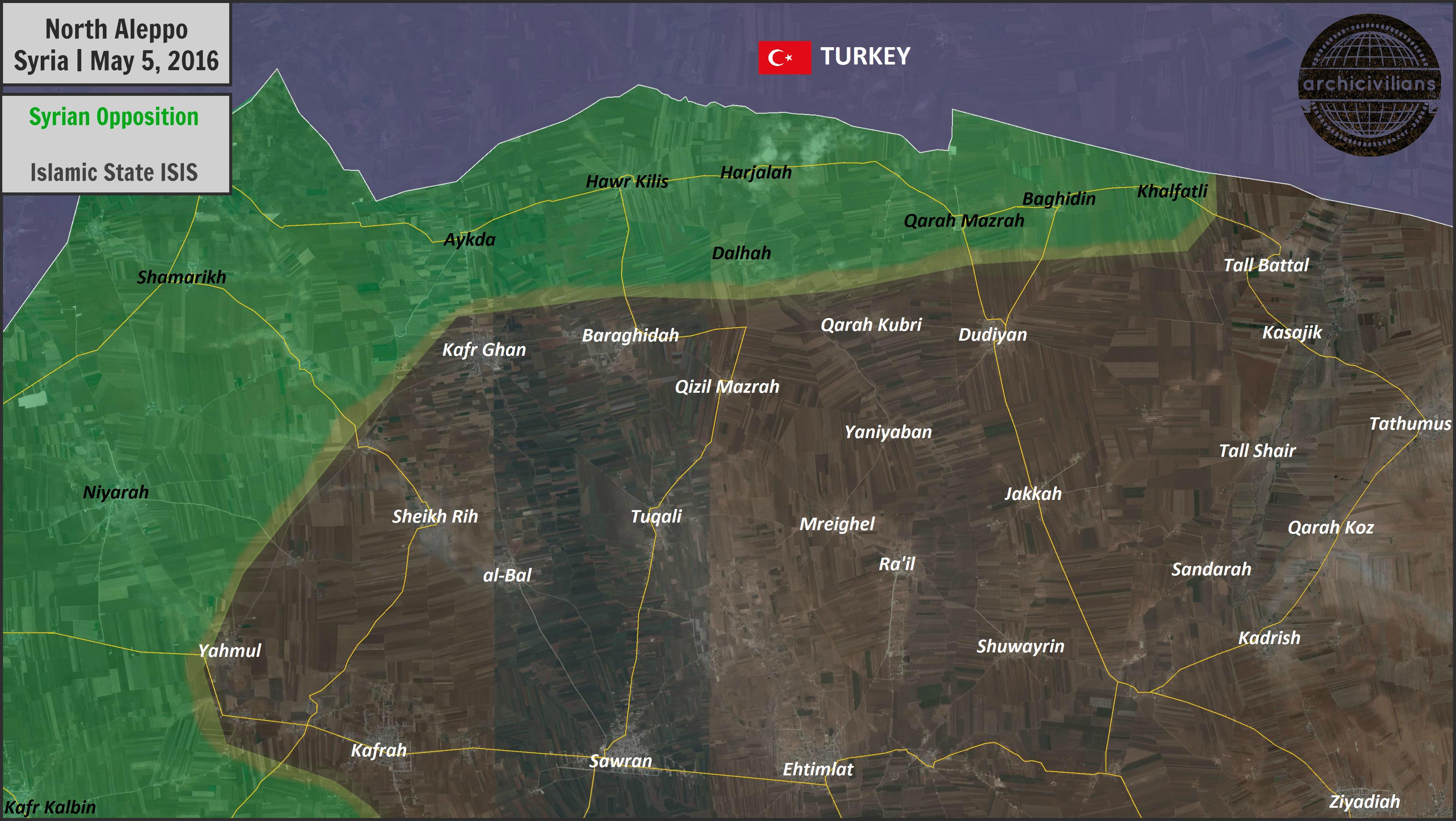 Military Situation in Norhern Aleppo, Syria on May 5