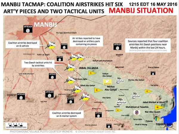 Syria: Military situation in the area of Manbij on May 16