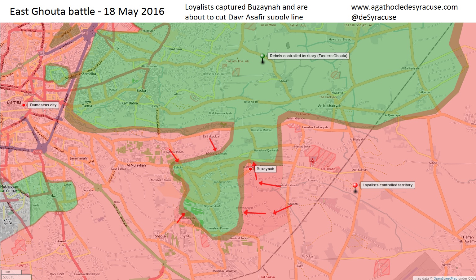 Loyalists Take Bazyna from Jihadists in Eas Ghouta, Syria