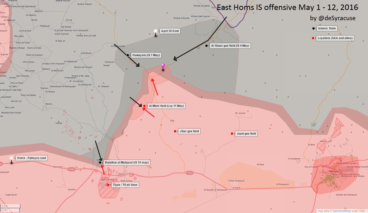 ISIS Advances on T4 Airbase, Threatenes Communications to Palmyra