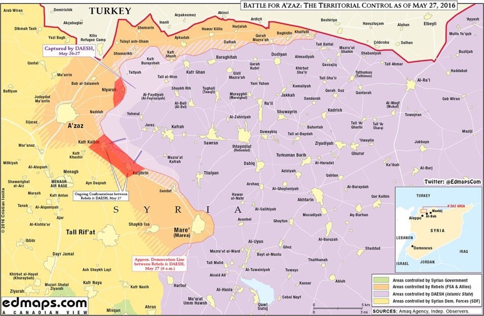 Animated Map: Northern Aleppo, Syria on May 1-27