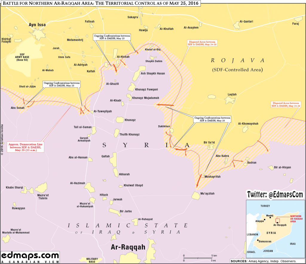 Military Situation in Northern Raqqa, Syria on May 25