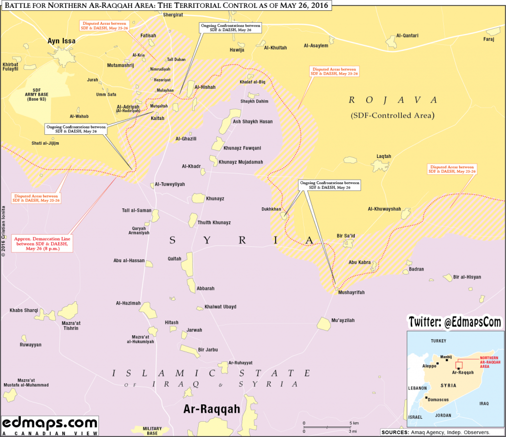 Military Situation in Northern Raqqa, Syria on May 26