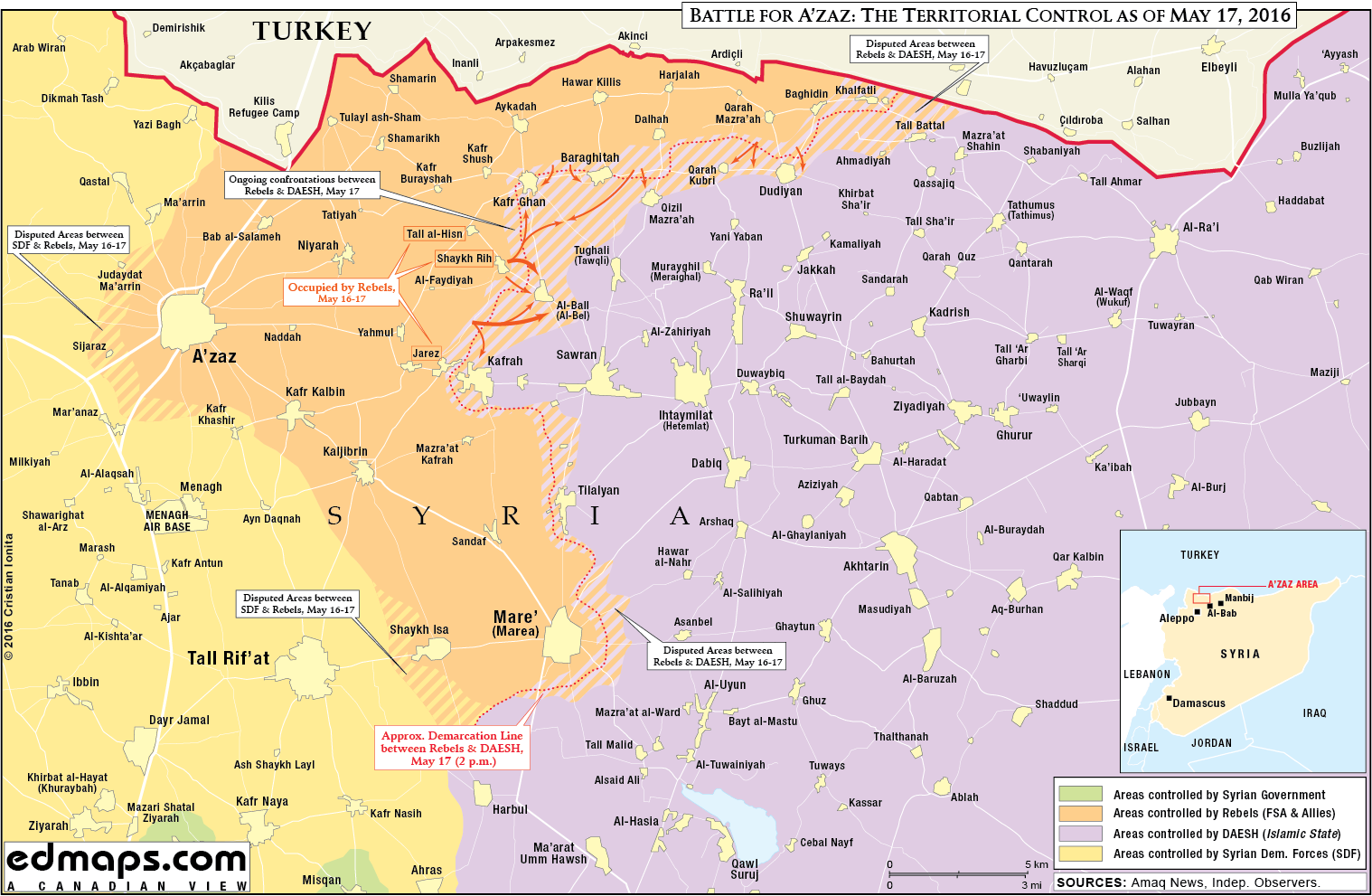 Military situation in North Aleppo, Syria on May 17