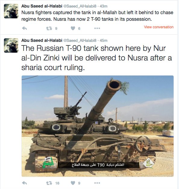 Al Nusra to Receive T-90 Battle Tank Captured from Syrian Army by CIA-backed 'Rebels'