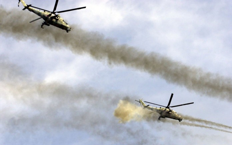 Russian helicopters raid ISIS positions in eastern Palmyra