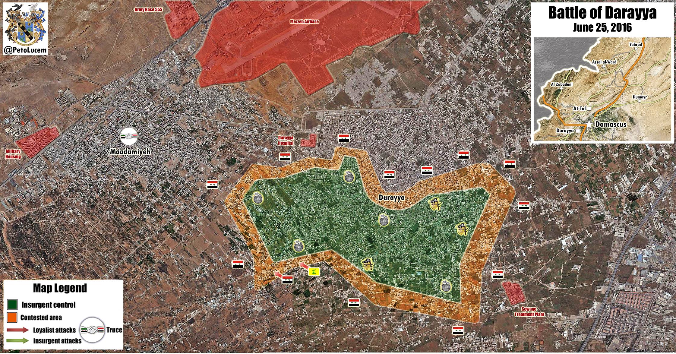 Military Situation in Darayya, Syria on June 22