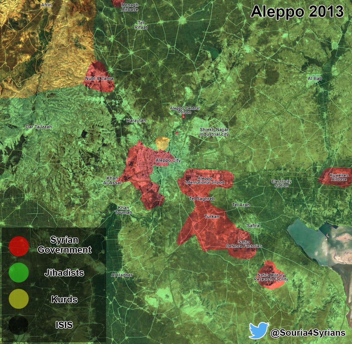 Maps Comparison: Aleppo City in 2013 vs Aleppo City in 2016