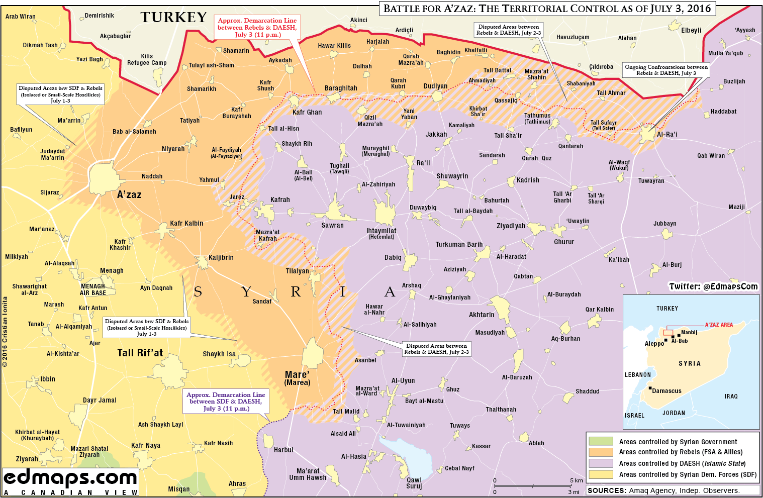 Military Situation in Northern Syria on July 3