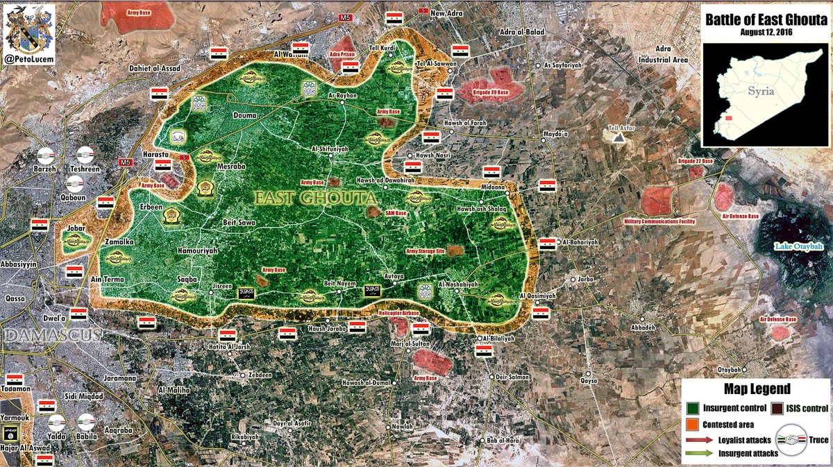 Military Situation in East Ghouta Region, Syria on August 12