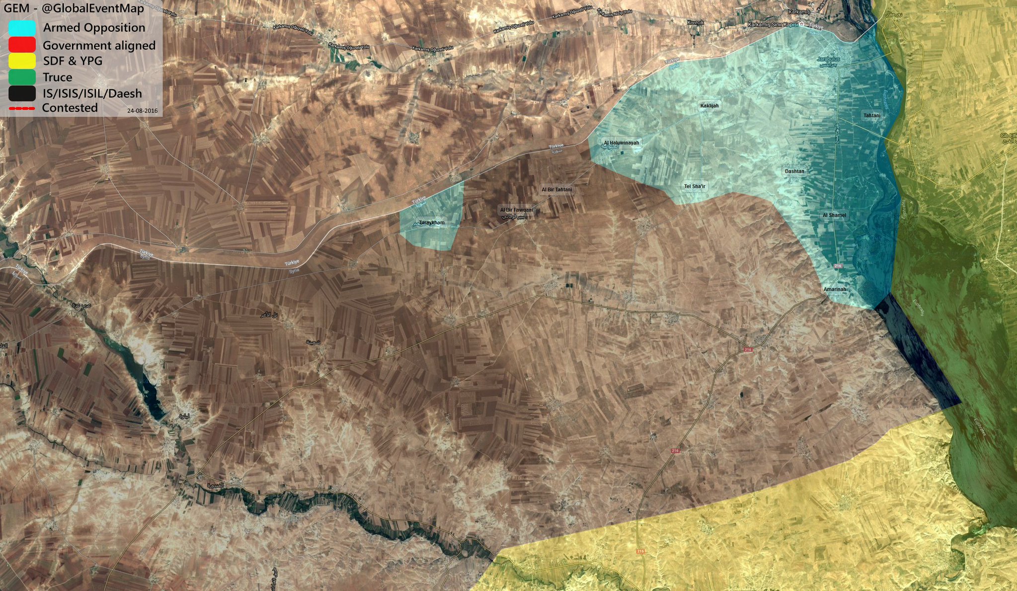 Turkish-backed Militants Take Control of Jarablus in Northern Syria. No Clashes with ISIS Reported