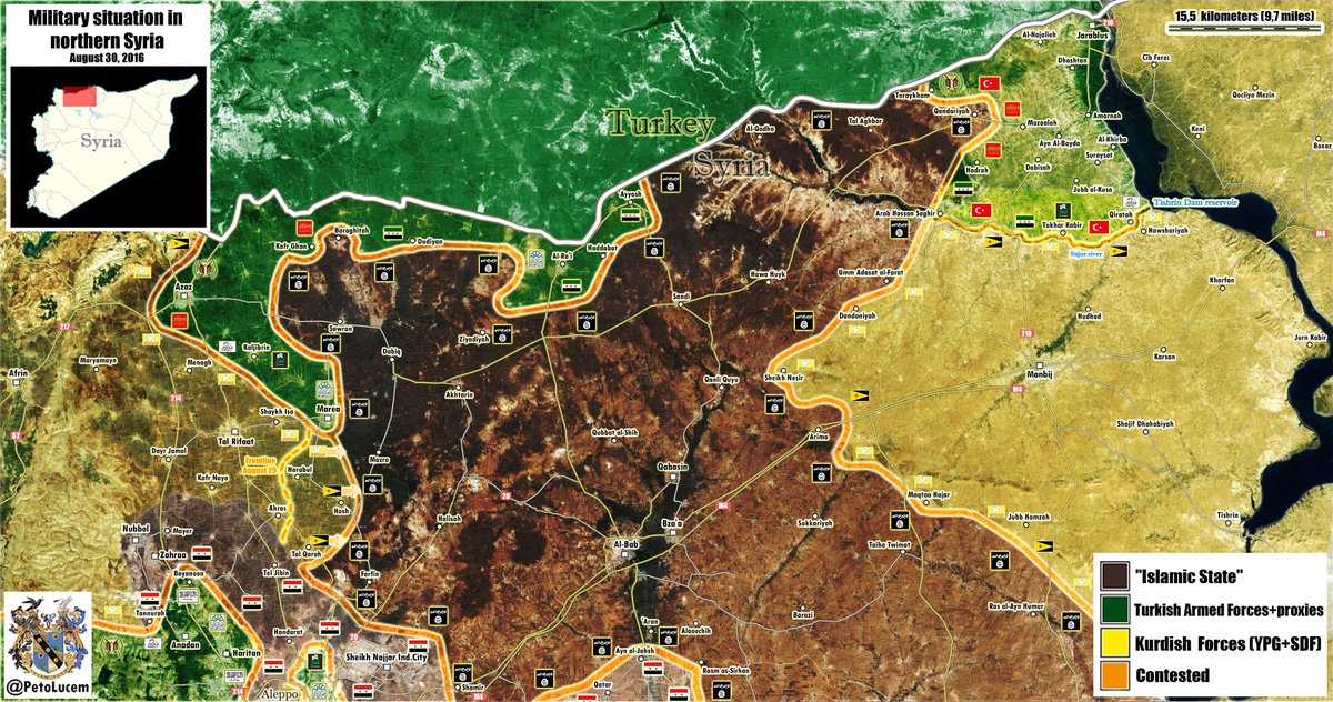 Map Update: Military Situation in Northern Syria on August 30, 2016