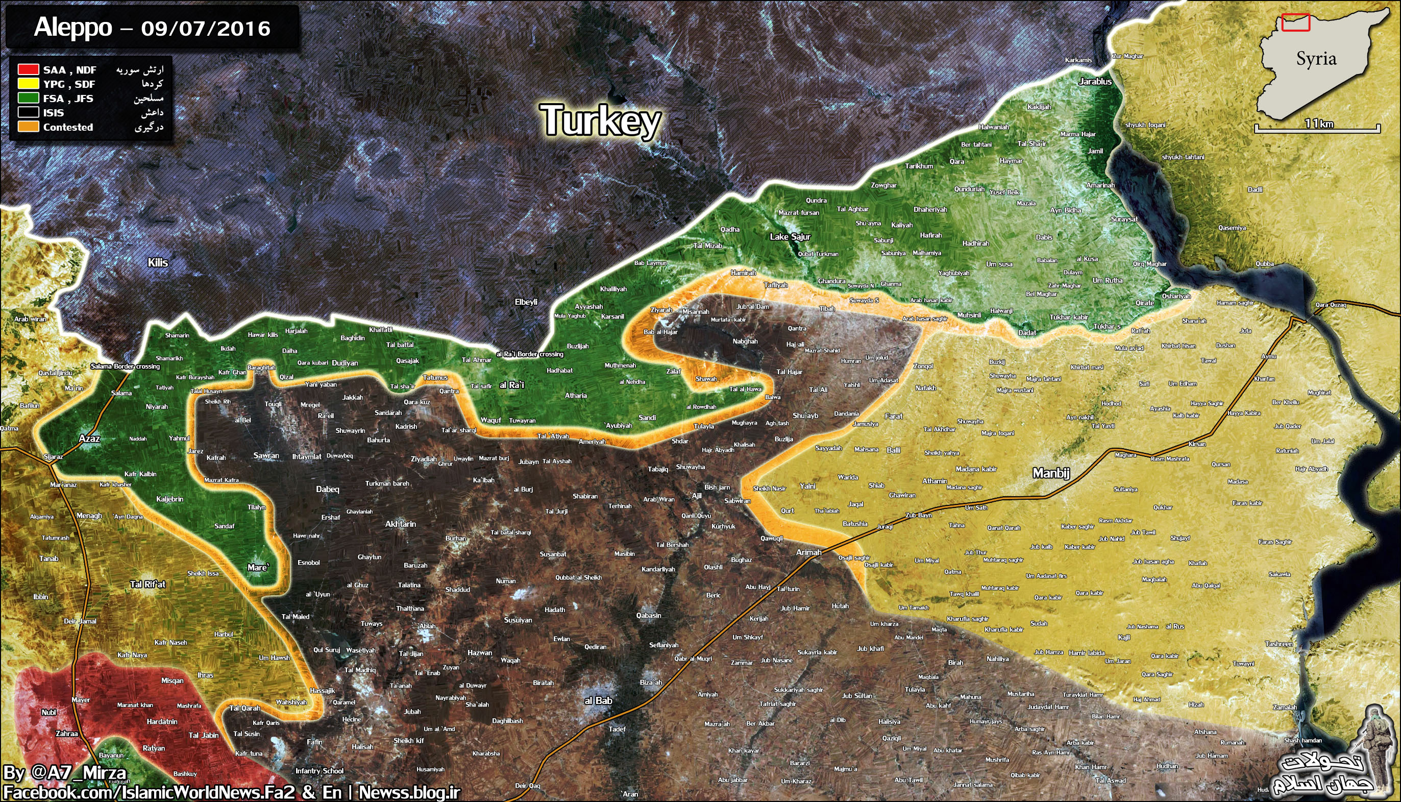 Military Situation in Northern Aleppo, Syria on September 7