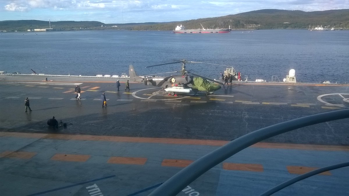 Tests of Ka-52K Helicopter on Russian Aircraft Carrier (Photos)