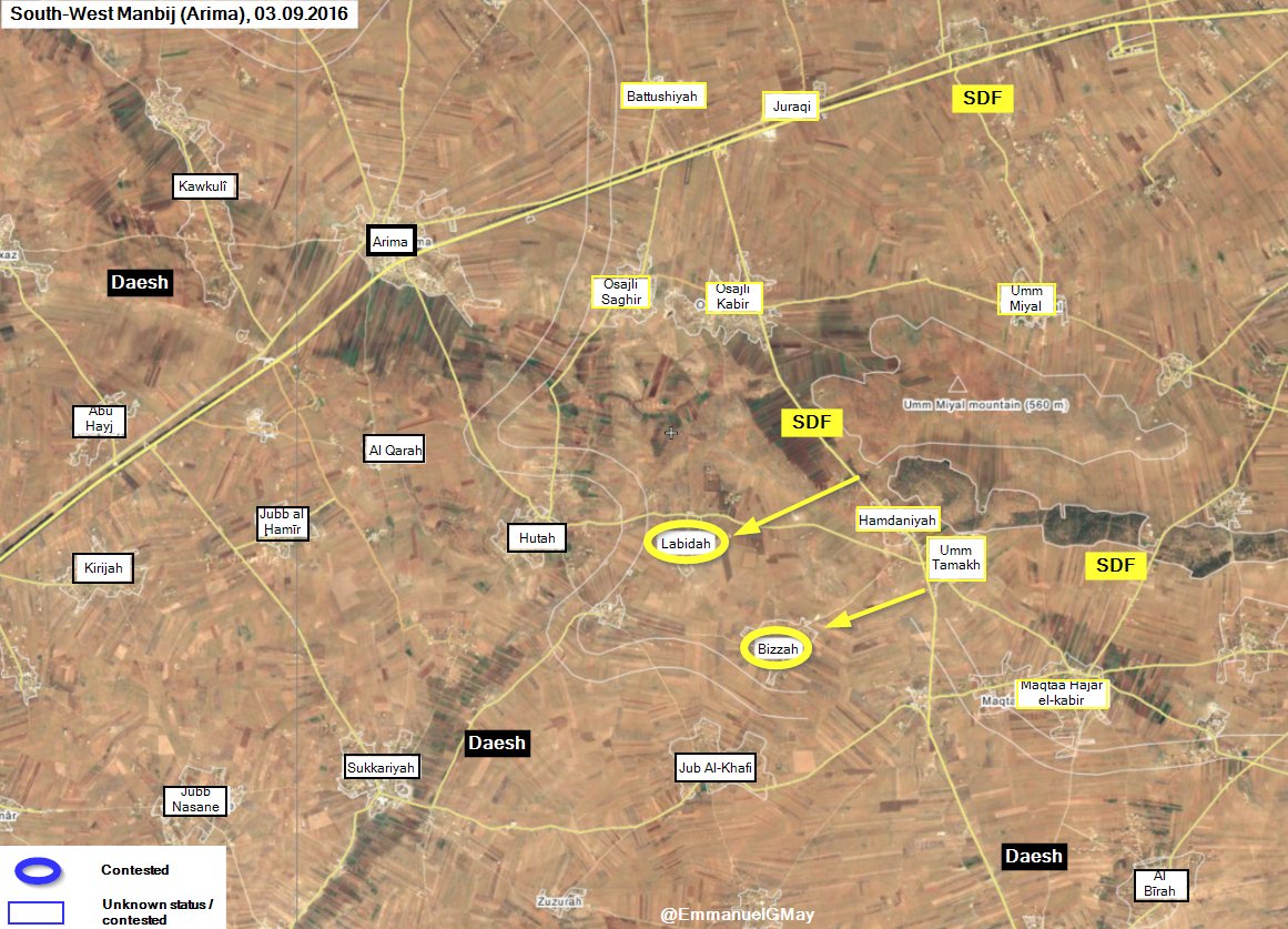 Kurdish YPG Seizes 2 Villages from ISIS Southwest of Manbij